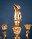 Large Pair Of Gilded Neoclassical Style 7-Branch Candelabra - Harrington Antiques