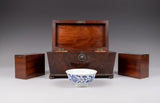 Large Regency Rosewood Tea Caddy With Fitted Interior (and Royal Marine Badges). - Harrington Antiques