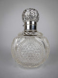 Large Sterling Silver & Cut Glass Scent Bottle by Cornelius Desormeaux, London, 1900. - Harrington Antiques