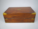 Large Victorian Mahogany & Brass Campaign Writing Slope With Frieze Drawer, c.1840 - Harrington Antiques