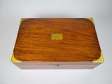 Large Victorian Mahogany & Brass Campaign Writing Slope With Frieze Drawer, c.1840 - Harrington Antiques