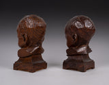 Pair 19th Century Oak Chorister / Choir Newel Post Caps - Harrington Antiques
