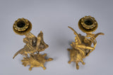 Pair Of French 'Japanesque' Gilt Bronze Candlesticks, c.1890. - Harrington Antiques