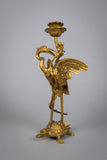 Pair Of French 'Japanesque' Gilt Bronze Candlesticks, c.1890. - Harrington Antiques