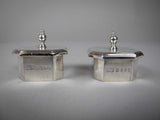 Pair Of Sterling Silver Pepperettes / Pepper Shakers. Carrington & Co, 1935. - Harrington Antiques