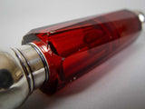 Ruby Glass and Sterling Silver Triangular Cut Double Ended Scent Bottle, c.1890-1900. - Harrington Antiques