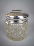 Sterling Silver & Cut Glass Hair Tidy / Dressing Table Pot. Wolfsky & Co, Birmingham, c.1921 - Harrington Antiques
