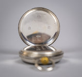Sterling Silver Swiss 15 Jewel Pocket Watch, Dennison Case, 1927. - Harrington Antiques