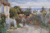 Tom Clough (1867-1943) - Figure On A Country Lane. Watercolour. - Harrington Antiques