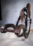 Unusual Vintage Glossy Black Wooden Rocking Horse On Bow Rocker. - Harrington Antiques
