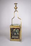 Victorian Brass & Stained Glass Hall Lantern, c.1890 - Harrington Antiques