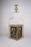 Victorian Brass & Stained Glass Hall Lantern, c.1890 - Harrington Antiques