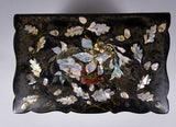 Victorian Papier Mache Mother Of Pearl Tea Caddy, c.1860 - Harrington Antiques