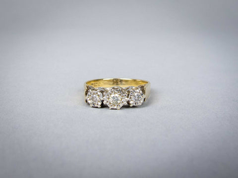 Vintage 9 Carat Gold and Diamond Ring. Birmingham, 1978. Size N 1/2. - Harrington Antiques