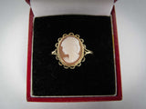 Vintage 9 Carat Gold Cameo Ring by RBS, Birmingham, 1982. Size S. - Harrington Antiques