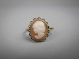 Vintage 9 Carat Gold Cameo Ring by RBS, Birmingham, 1982. Size S. - Harrington Antiques
