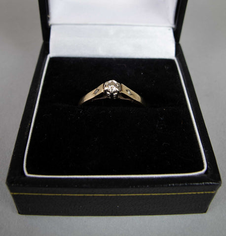 Vintage 9 Carat Gold & Diamond Ring by DS & Co, London, 1981. Size N 1/2. - Harrington Antiques